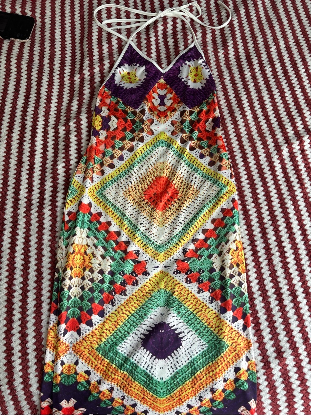 Backless Crochet Maxi Dress in Multicolor - Beach/Resort Style